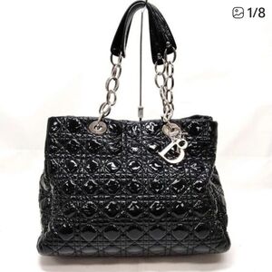 Christian Dior Lady Dior Cannage Patent Leather Tote